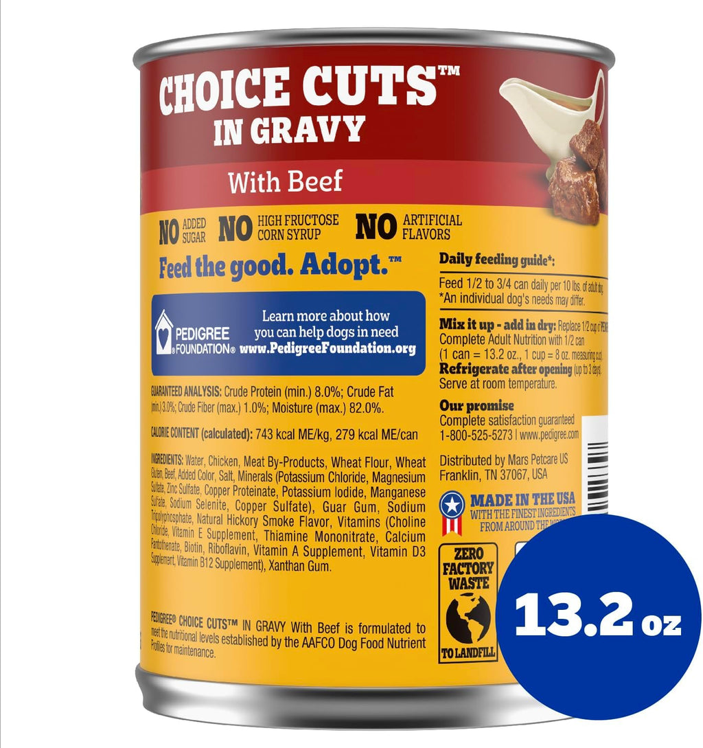 Pedigree, Choice Cuts in Gravy with Beef Dog Food, 13.2 oz. Can